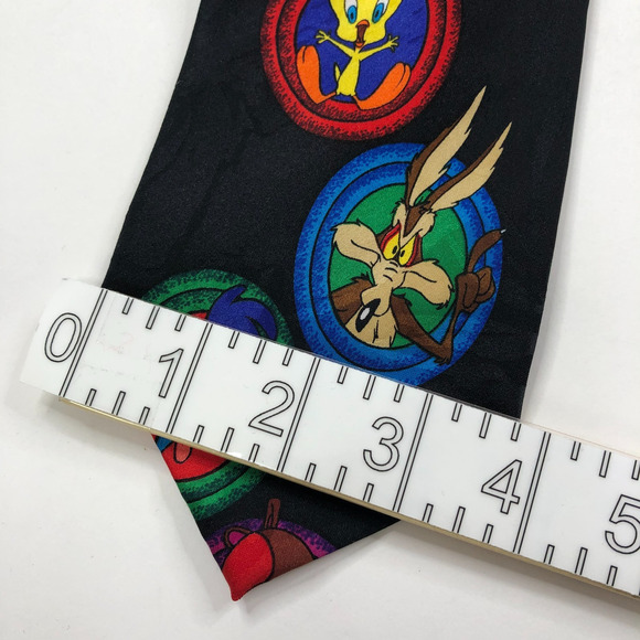 VINTAGE Looney Tunes Men Tie One Size Black 1997 MINT 4" /58-in - Picture 8 of 8